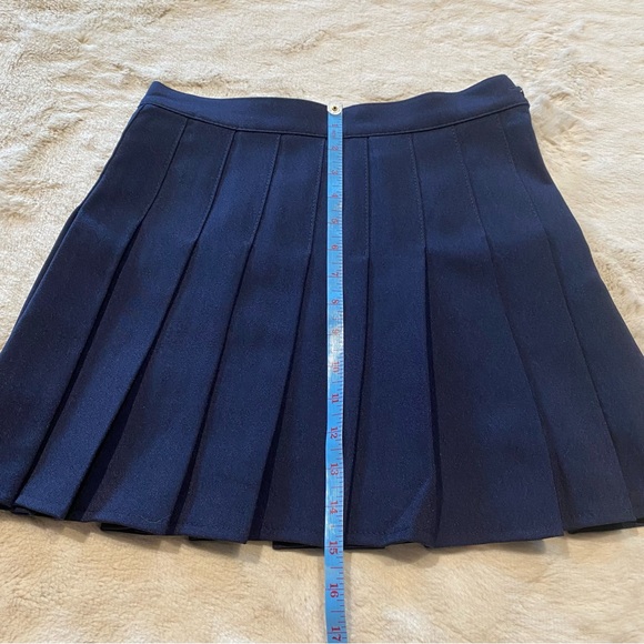 (XS/S) Xin Yi Zu Wears Jeans Pleated Mini Skirt Navy Blue Small High Rise - Picture 3 of 7